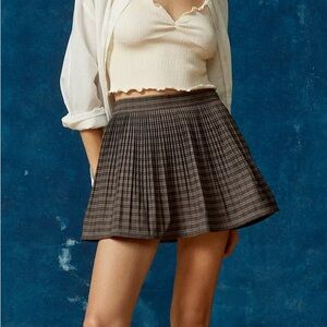 BDG Plaid Brown Mini Skirt